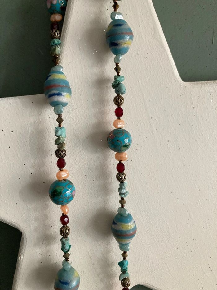 Collier bleu turquoise - photo numéro 4