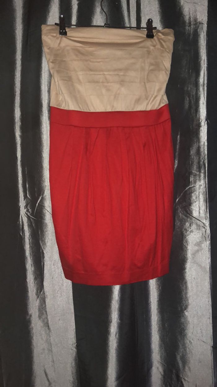 Robe Mango bustier bicolore rouge et beige taille L