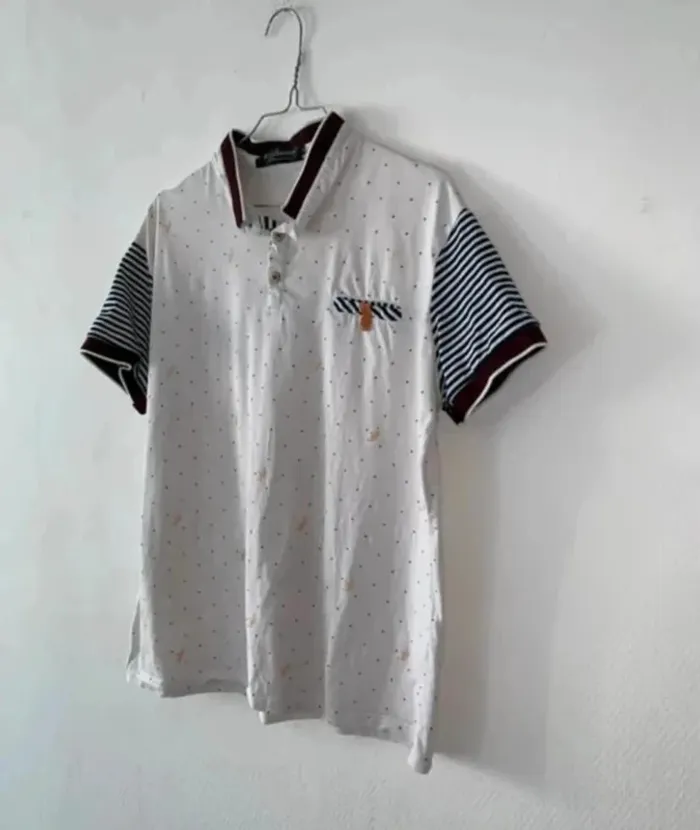 👕 Polo homme blanc imprimé - Taille 40 (L) - photo numéro 4