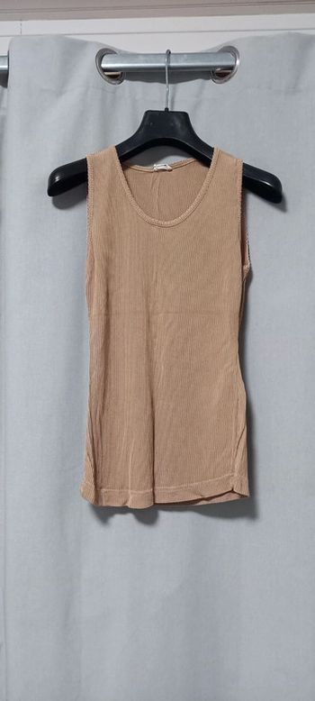Débardeur côtelé etam marron beige 36
