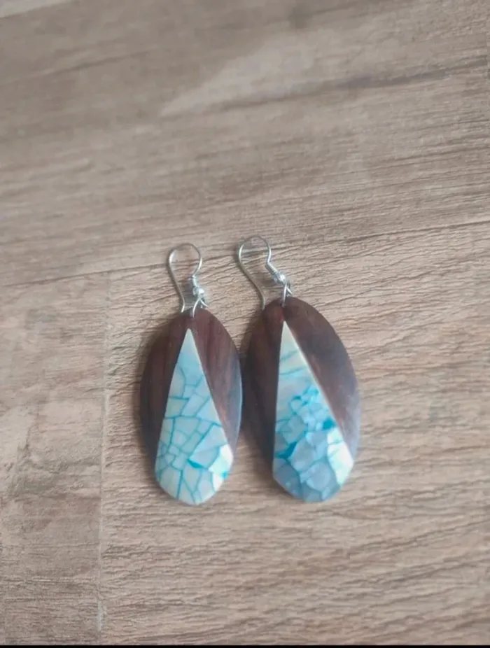 Boucles d'oreilles pendantes bi matière