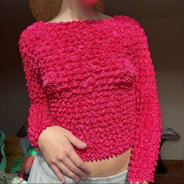 Haut rose effet bouffant - photo numéro 2