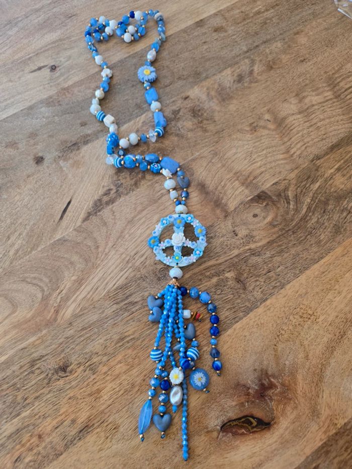 Collier Peace Bleu - photo numéro 3