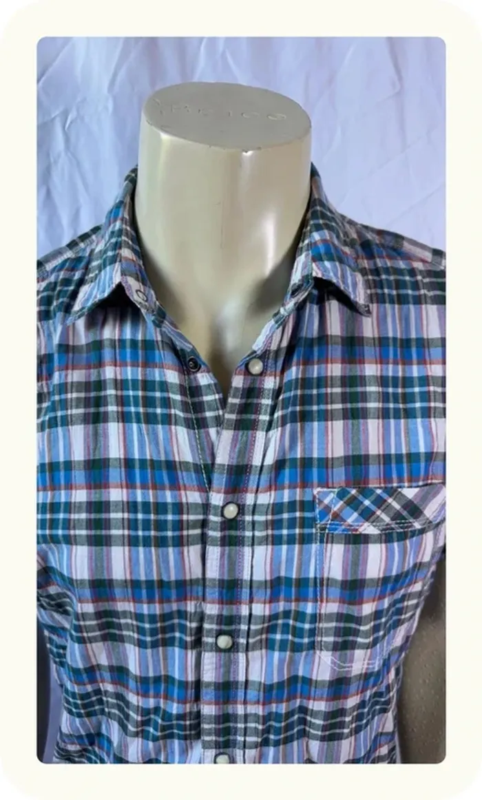 Chemise manches courtes slim carreaux Homme Chevignon Taille L - photo numéro 2