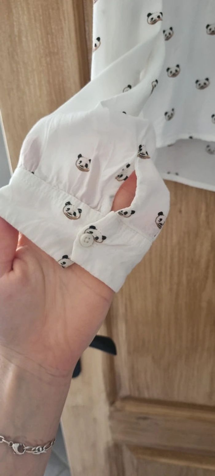 Chemise blanche avec petits pandas - Bershka - photo numéro 2