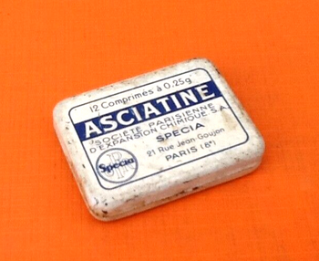 Années 1950 Boite publicitaire lithographiée Asciatine