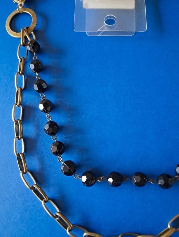 Collier long NEUF avec chaîne et breloques couleur bronze - photo numéro 5