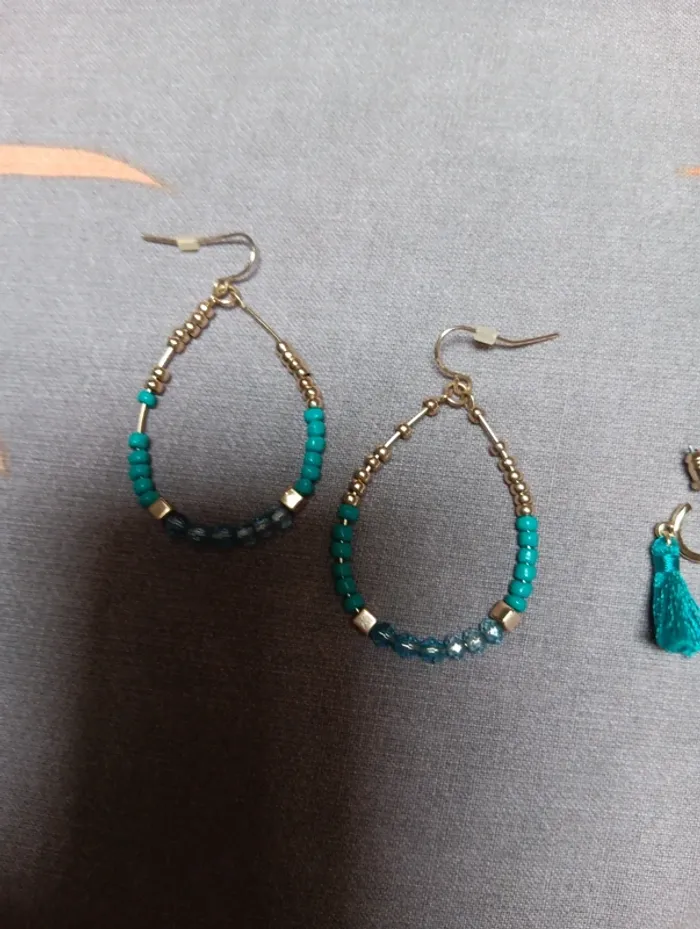 Lot de 2 paires boucles d'oreilles turquoise - photo numéro 2
