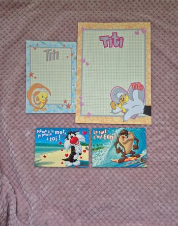 Feuilles + cartes postale titi