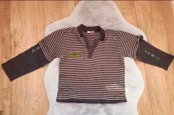 T.shirt manches longues rayé marron et beige Catimini 4 ans