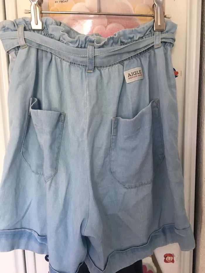 Short taille haute large en effet jean - photo numéro 2