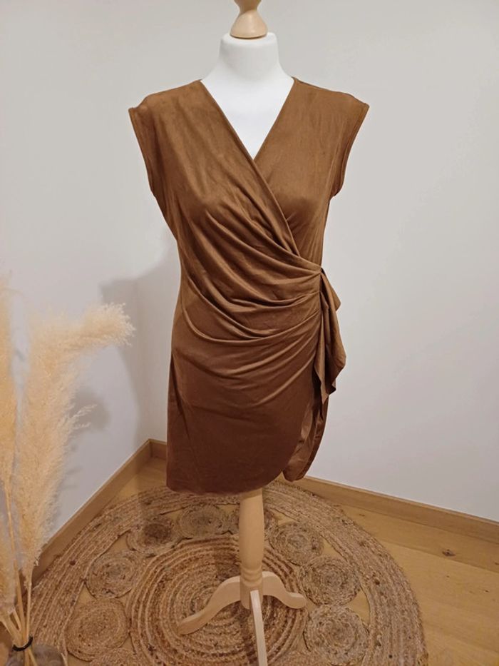 Robe marron chic en suédine New Feeling taille S/M 36/38 - photo numéro 2