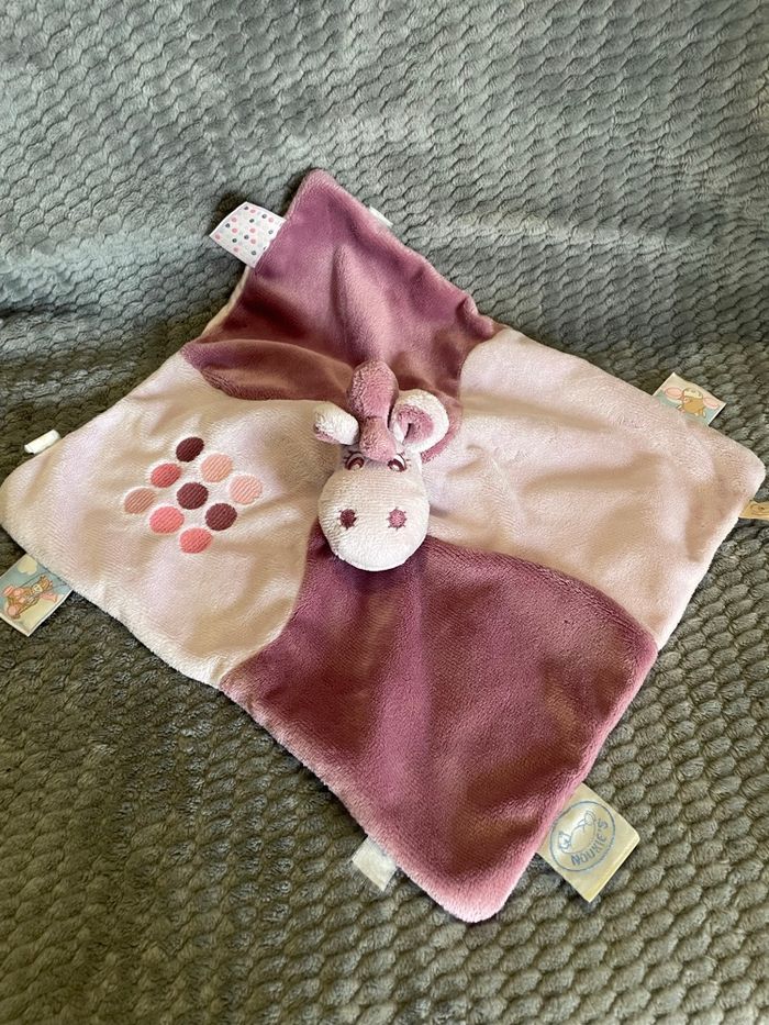 Doudou plat âne cheval violet mauve rose Jack Tidou Noukie’s