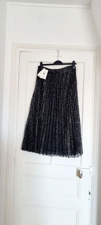 Jupe midi ba&sh camille noir et argent 40 neuve