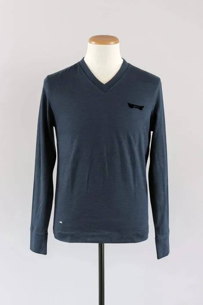Tee shirt manche longue bleu marine rayé parme RG 512 - photo numéro 2