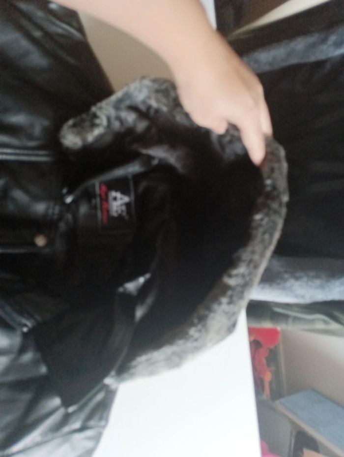 Blouson en cuir homme taille XL Andréa Ermanni avec capuche fourrure neuf - photo numéro 7