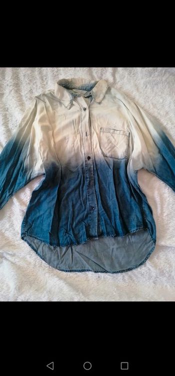 Chemise mange bleu et blanche