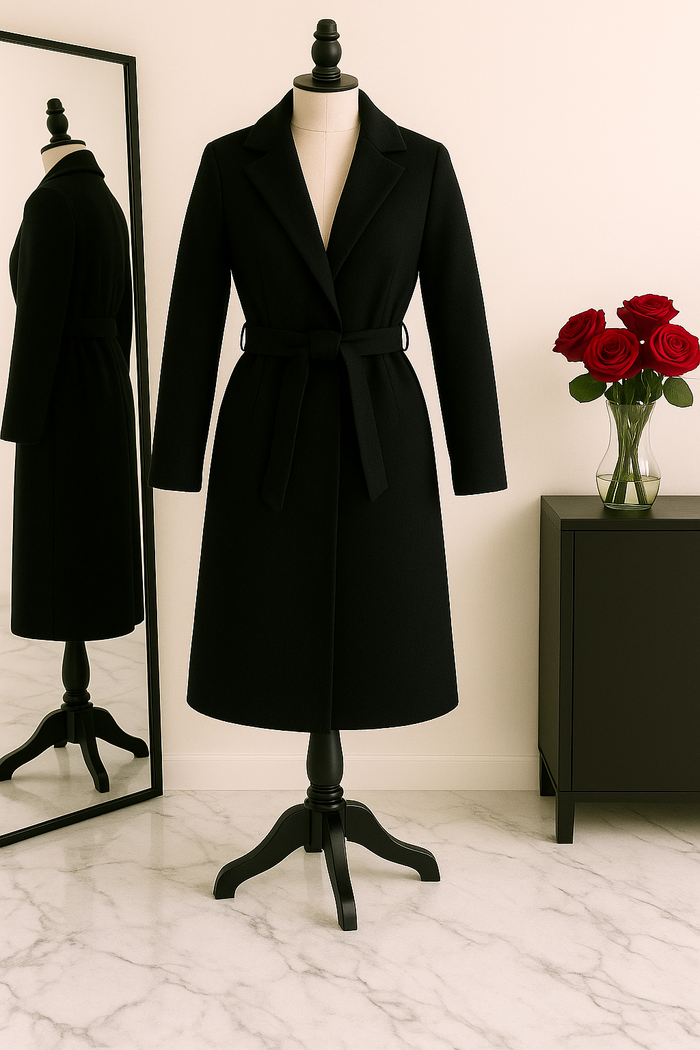 Manteau noir en laine a boutons made in France