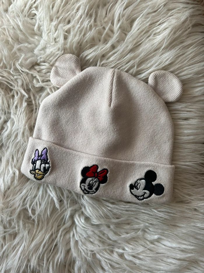 Fille 👧🏻 Bonnet beige disney minnie/mickey/daisy - h&m taille 1/2 ans - photo numéro 3