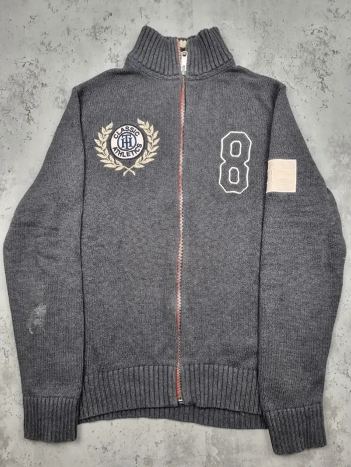 Gilet zippé Tommy Hilfiger gris – Taille L Hommes (mesures en photos) - photo numéro 3