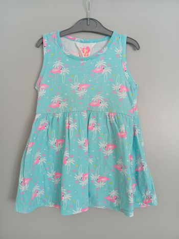 Robe turquoise flamants 4ans