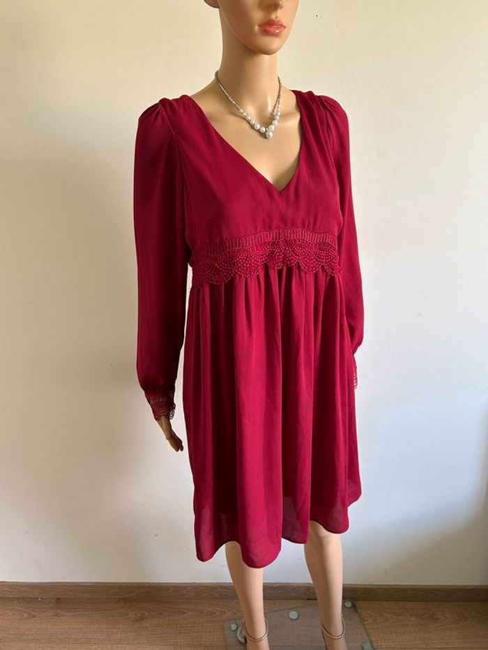 Robe bordeaux à manches longues Naf Naf taille 36 jamais portée - photo numéro 2