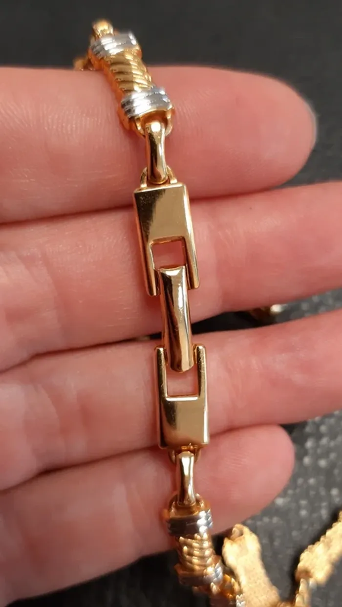 Très joli collier vintage en métal doré et argenté - photo numéro 6