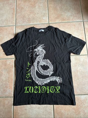 Tee shirt motif dragon noir FB Sister Taiile S