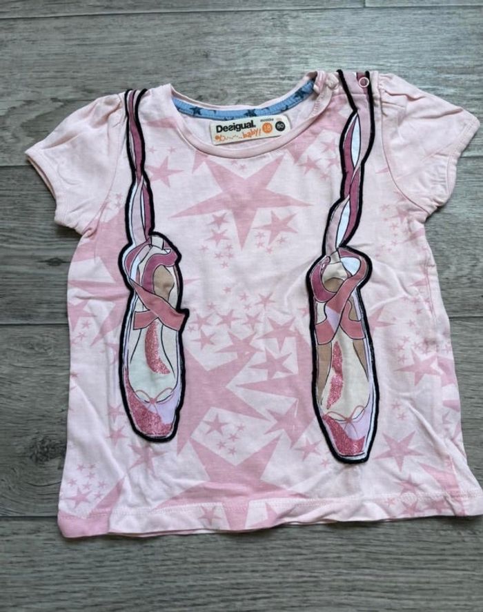 Tshirt desigual rose motif chaussons ballerines danceuse 18 mois avec paillettes