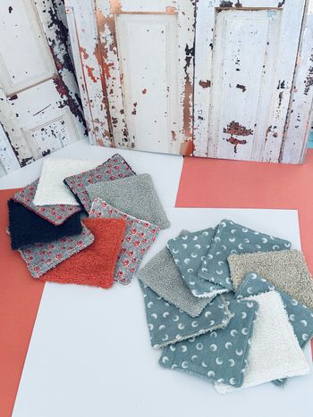 Lingette lavable et réutilisable lot de 16 en éponge coton