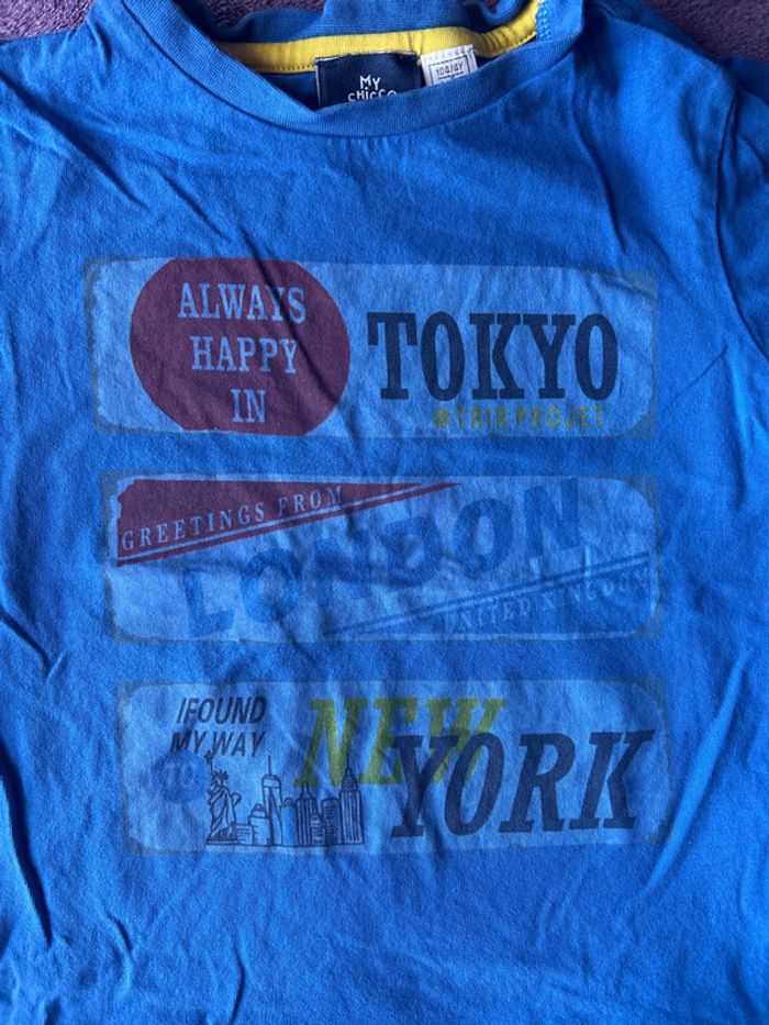 T-shirt manches courtes bleu et imprimés thème villes My Chicco taille 4 ans - photo numéro 2