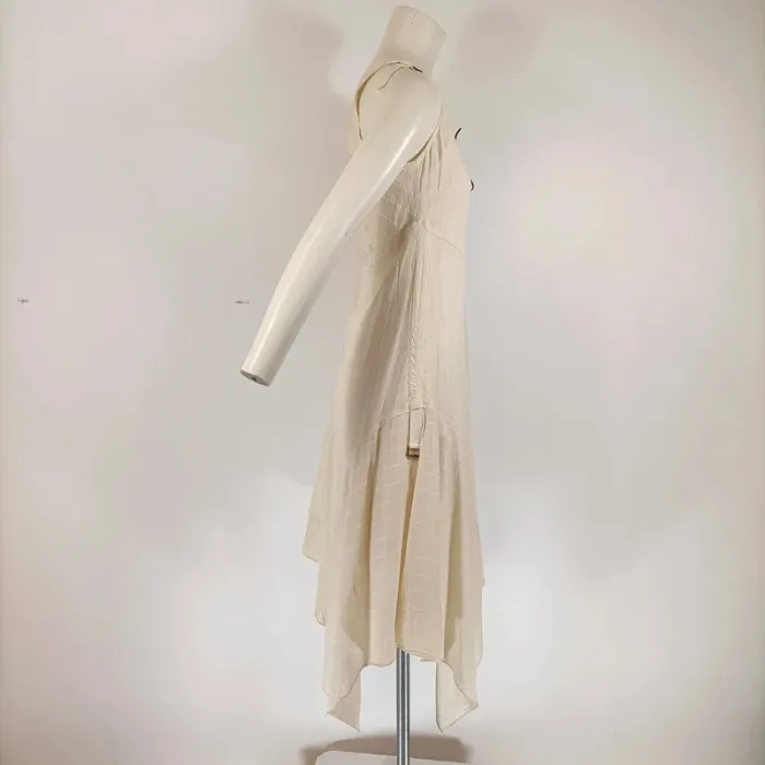robe asymétrique IKKS beige et blanche empiècement bohème bretelles réglables taille 36 A313 - photo numéro 10