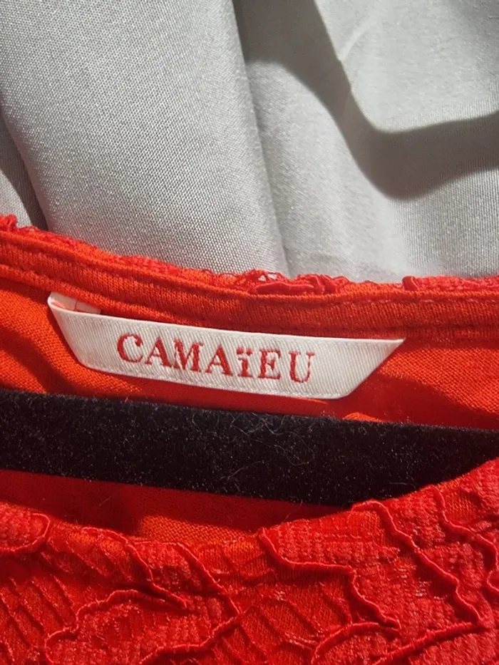 Débardeur rouge dentelle camaïeu - photo numéro 3