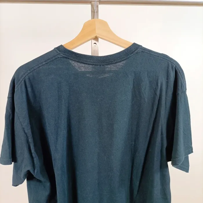 T-shirt oversize Gildan heavy cotton bleu imprimé skull serpent style rock taille L A1501 - photo numéro 7