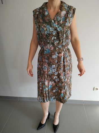 Robe marron bleue rose Vintage