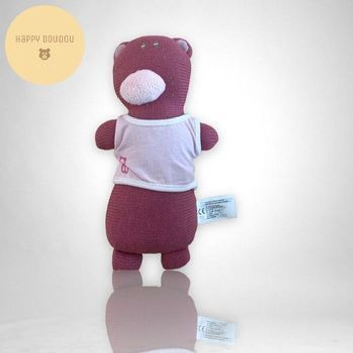 Doudou Peluche Ours Tricot mauve violet Obaibi A95