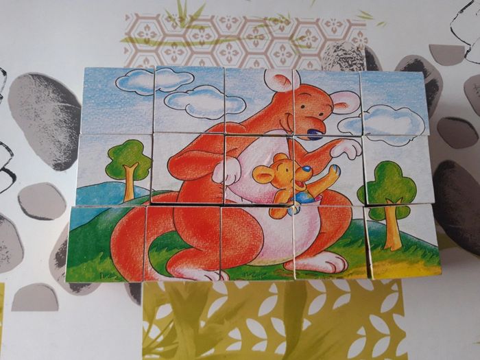 6 puzzles en cube en bois thème animaux sauvages - photo numéro 14