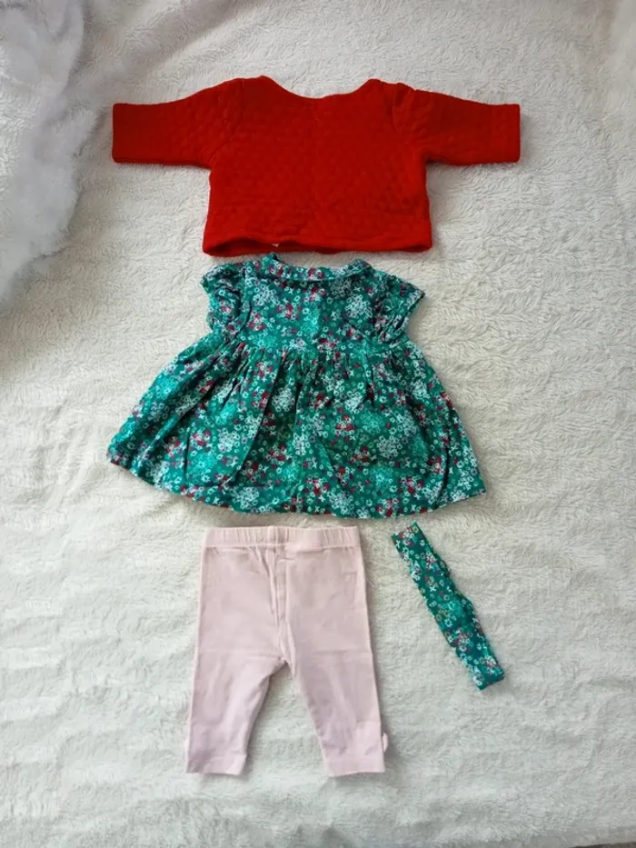 Ensemble 4 pièces 3 mois robe, gilet, legging et bandeau - photo numéro 11