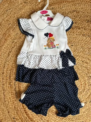 Ensemble tenue 2 pièces neuf 12 mois à pois