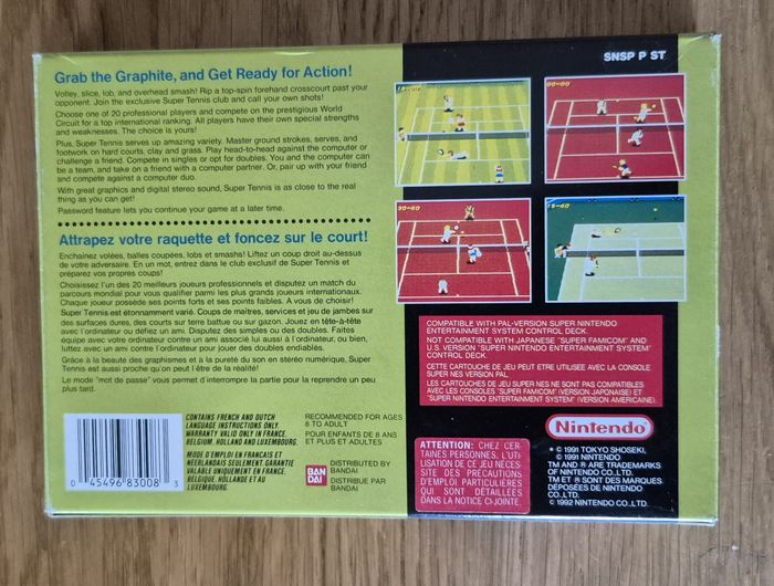 Jeu Super Tennis Super Nintendo SNES Complet ( sans cale ) Pal Fra Fah - photo numéro 3
