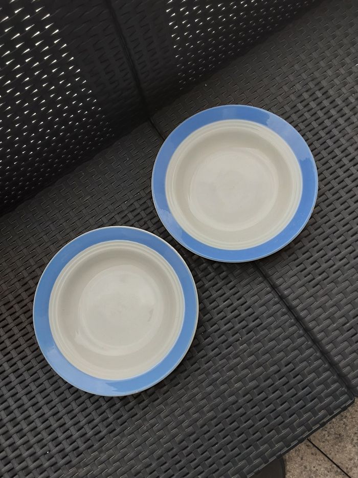 Lot de 2 assiettes creuses vintage de 23 cm en semi porcelaine de st amand