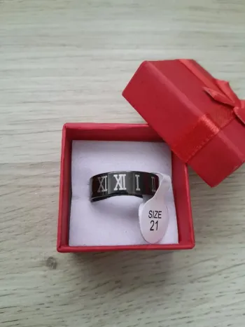 Bague Homme, chiffres romains, acier inoxydable, taille 61