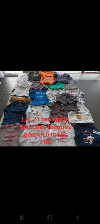 Lot 21 tee shirts manches longues garçon 6 mois