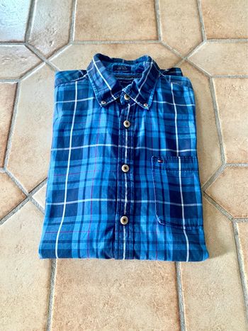 Chemise manches longues à carreau / rayures Tommy Hilfiger bleu noir