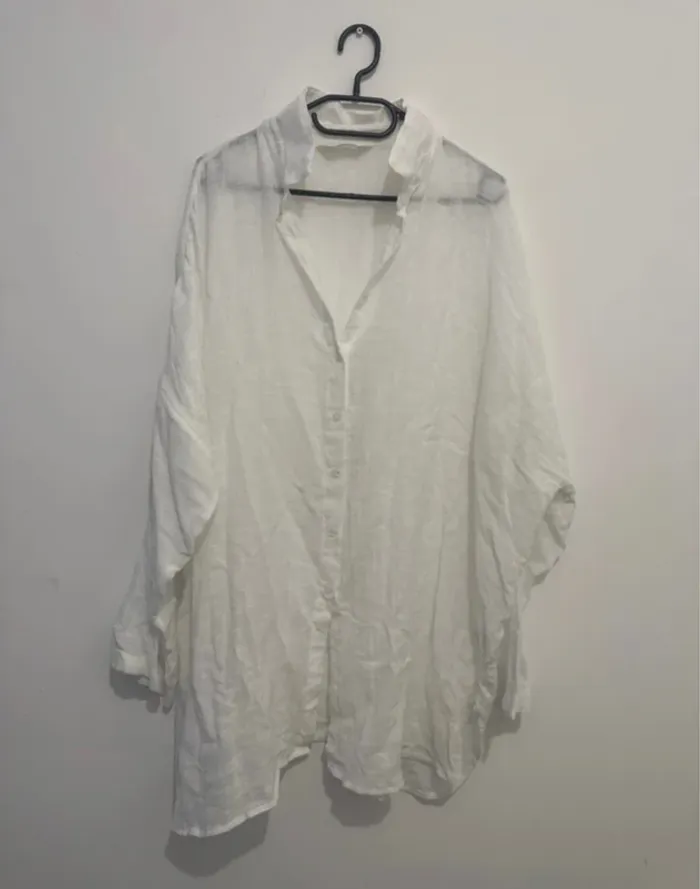 Chemise Femme Blanche – Manches Longues – Grande Taille XL