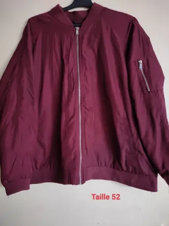 Blouson bomber/aviateur chaud bordeaux taille 52 femme kiabi