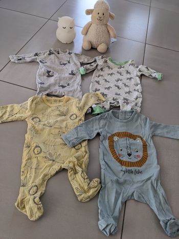 Lot de 4 pyjamas bébé garçon 1 mois non molletonnés