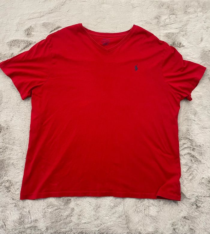 T-shirt Ralph Lauren rouge logo brodé - Taille XXL - photo numéro 2