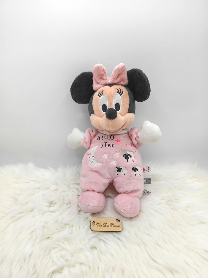 Doudou Peluche Minnie Rose Hello Star moutons Phosphorescente
