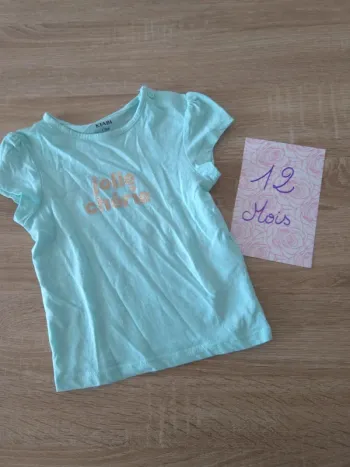 Tshirt jolie cherie vert d'eau 12 mois